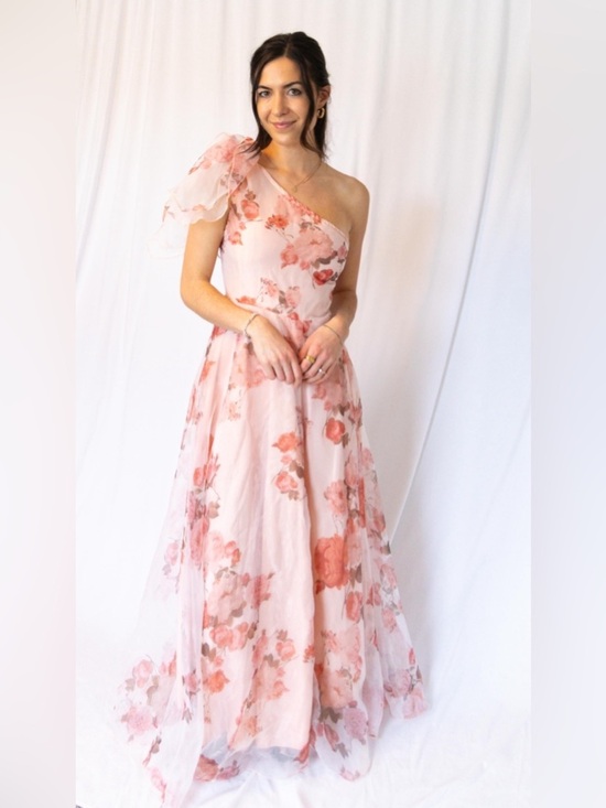 Dresses & Skirts - One-Shoulder Pink Floral Maxi Dress